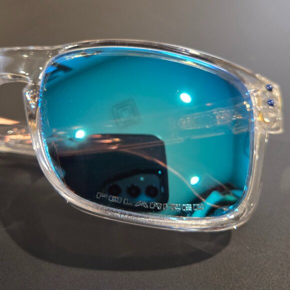 Oakley Holbrook Polarized Square Frame Sunglasses - Clear Frame / Blue Lens - Picture 8 of 14